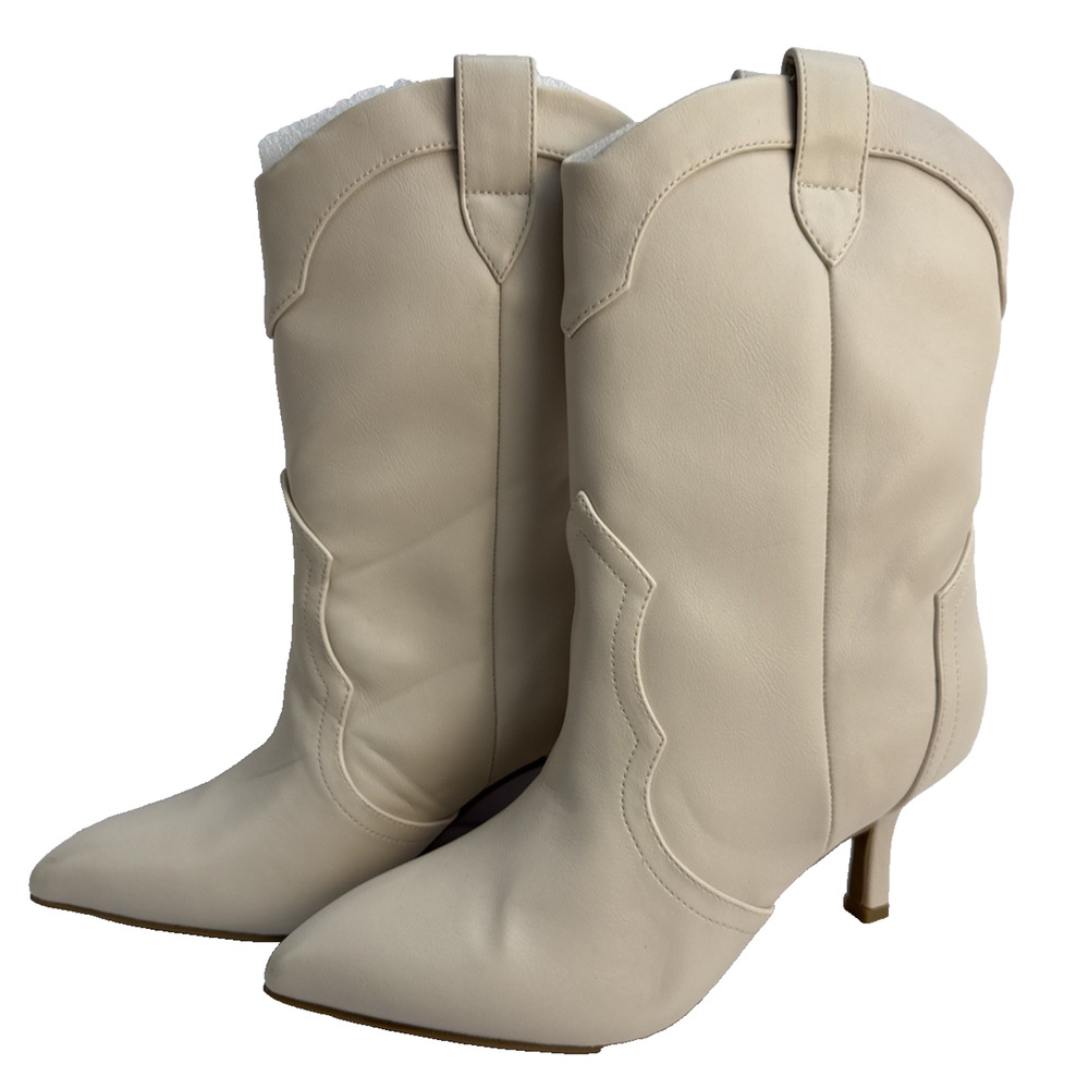 DV Dolce Vita Penrose Western Kitten Heel Bootie‎ Women's White Size US6 NWOB